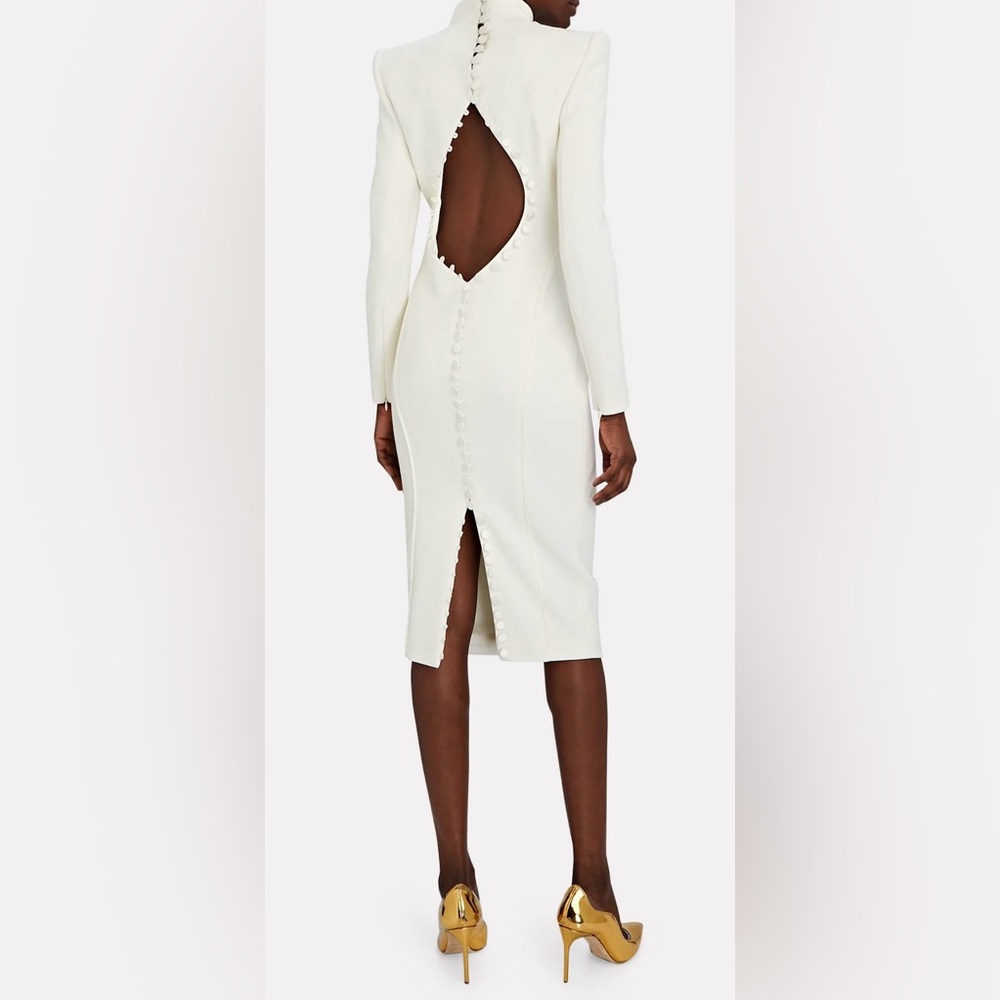 Sergio Hudson Button Embellished Back Midi Dress